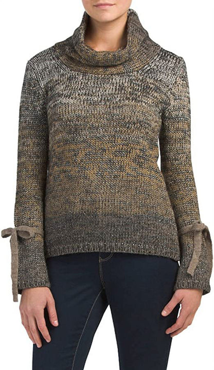 Elisabetta Made In Italy Space Dye Sweater, Large - Taupe