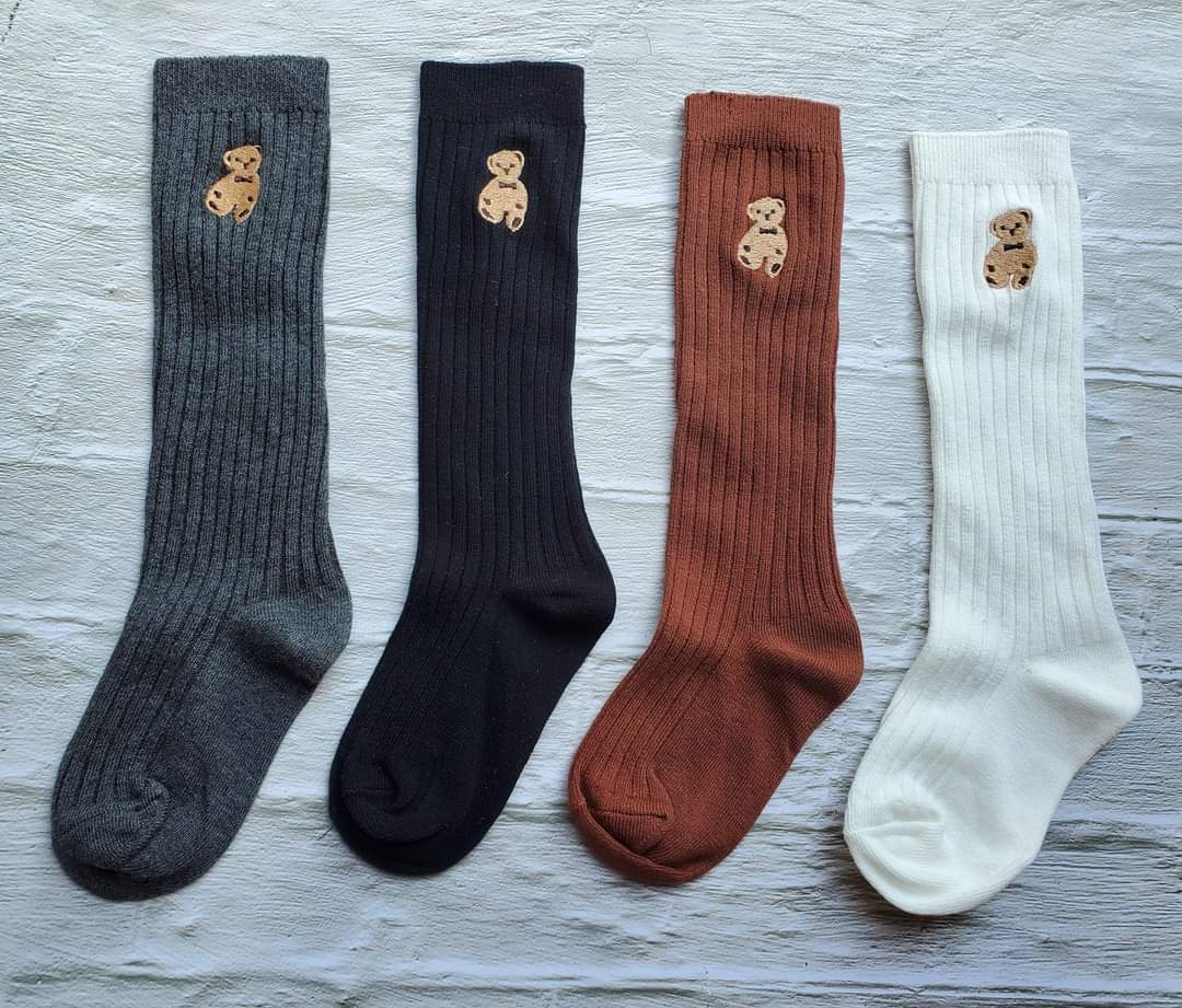 Teddy Bear embroidered socks