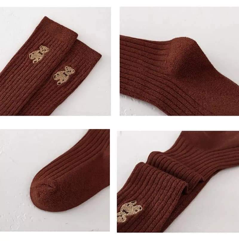 Teddy Bear embroidered socks