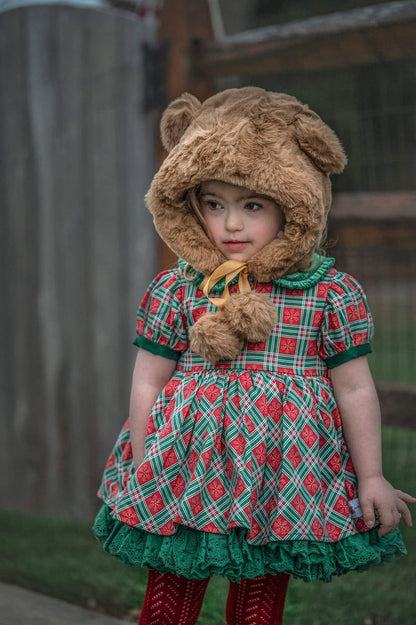 Fuzzy bear pom pom hat