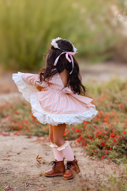 Double Pearl Ruffle knee high socks RTS