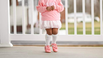 Polka Dot pearl knee high socks RTS