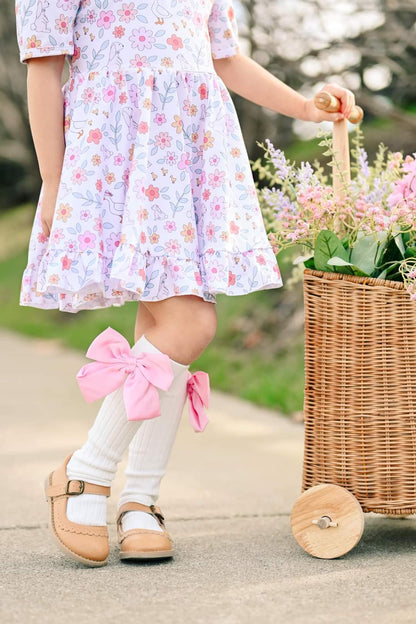 Satin bow socks
