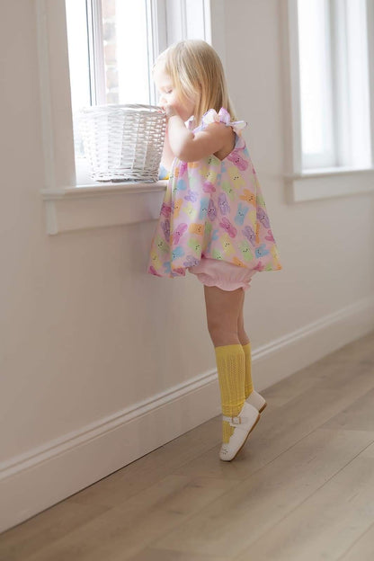 Pointelle bright knee high socks