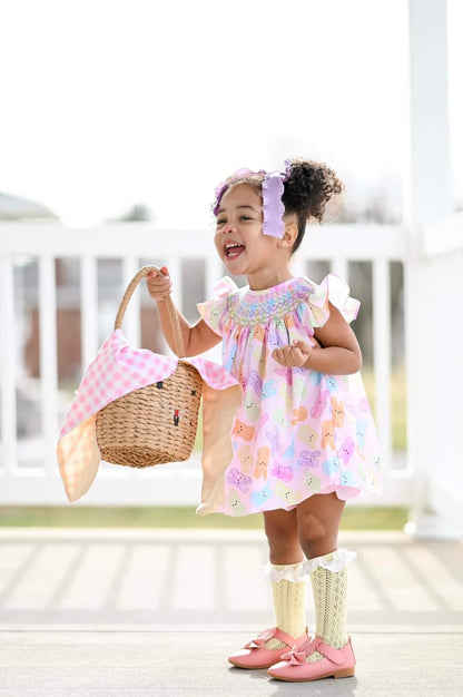 Pastel crochet socks - white ruffle