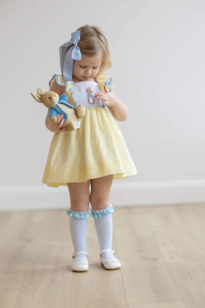 Double Pearl Ruffle knee high socks RTS
