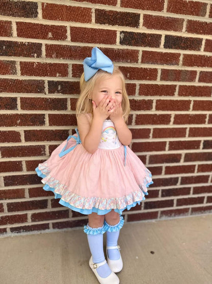 Double Pearl Ruffle knee high socks RTS