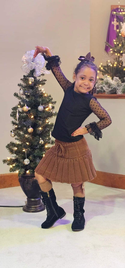 Sweater Skorts brown and tan (READY TO SHIP)