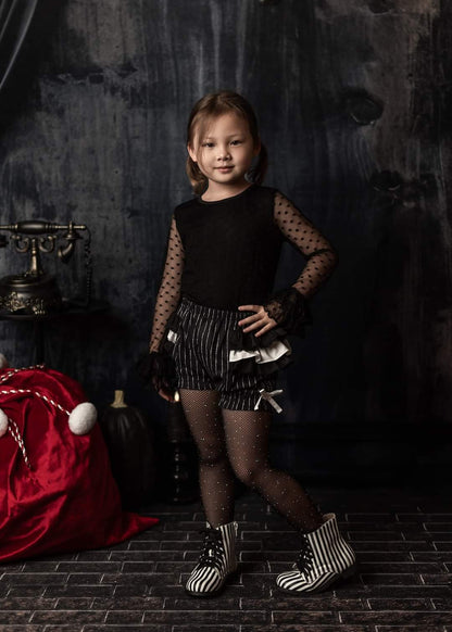 Black white striped Girls Halloween combat boots
