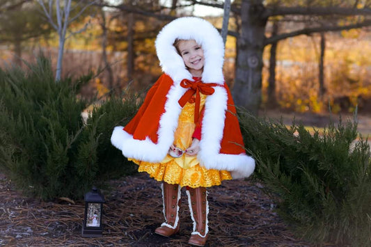 Santa baby hooded cape with fur