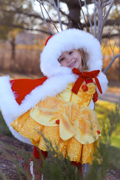 Santa baby hooded cape with fur