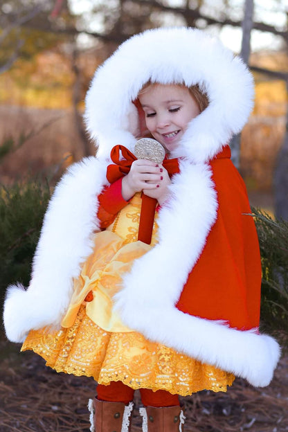 Santa baby hooded cape with fur