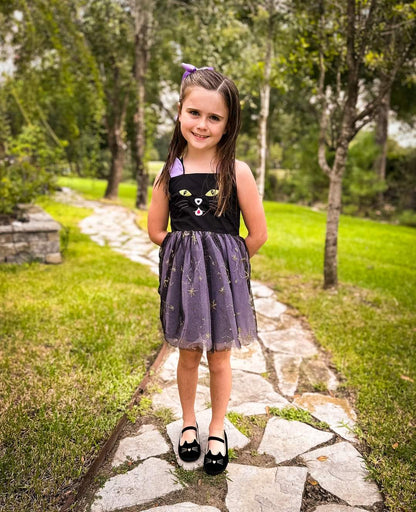 Luna Black cat velour kitty shoes with bell - Ready to ship