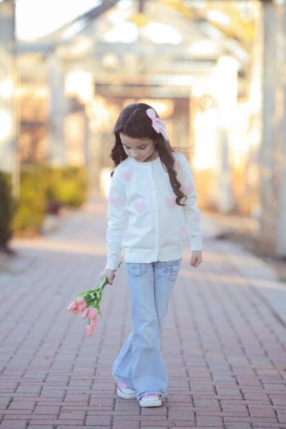 Heart contrast super soft cardigan