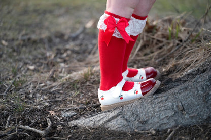 Double bow lace knee high socks