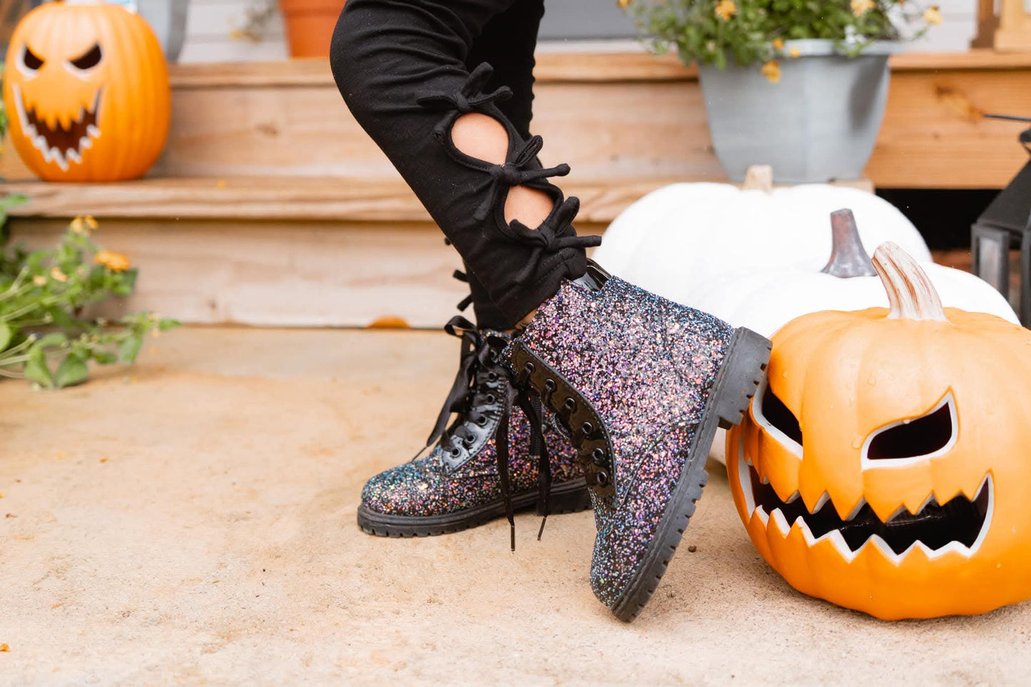Sparkle squad glitter combat boots