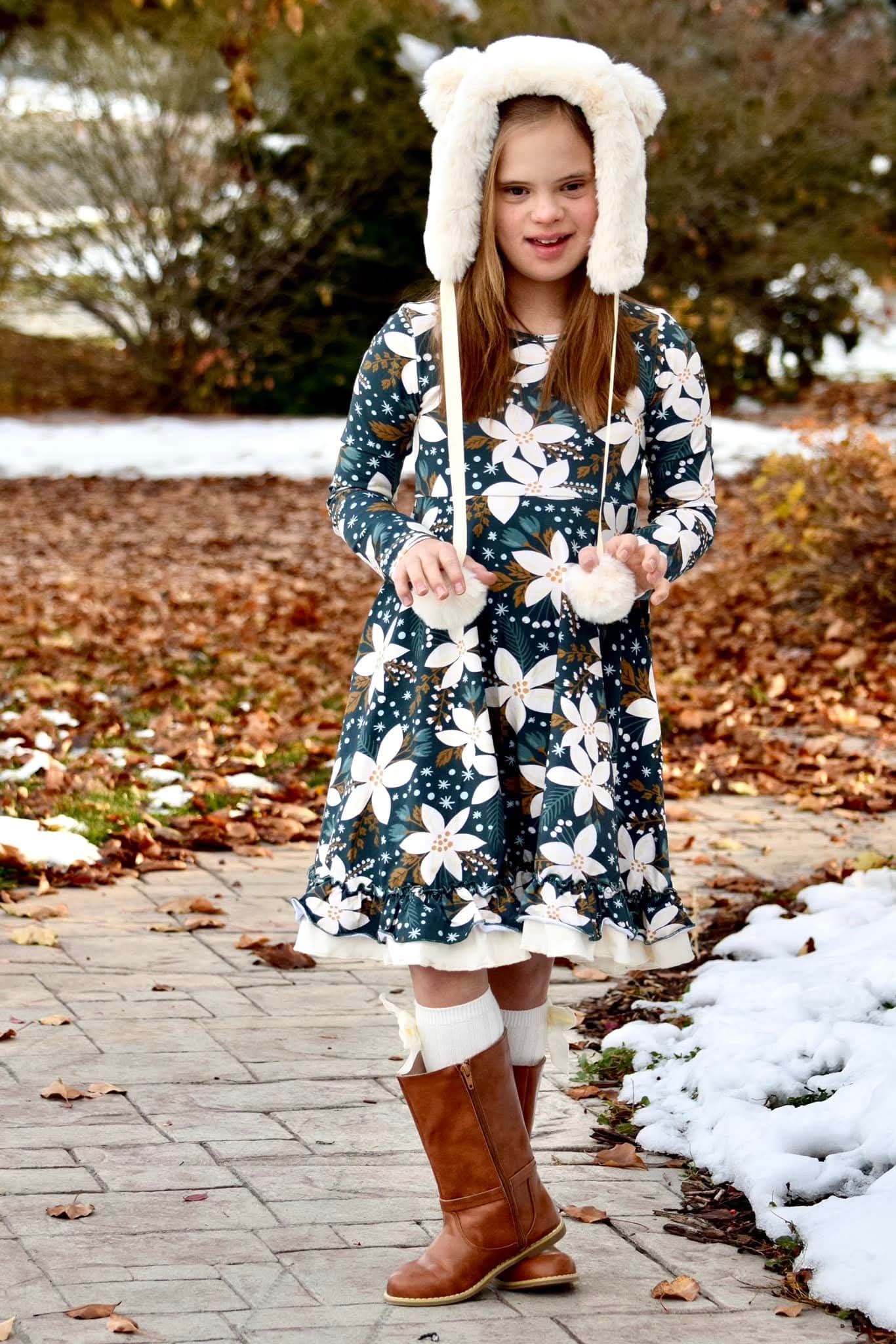Fuzzy bear pom pom hat