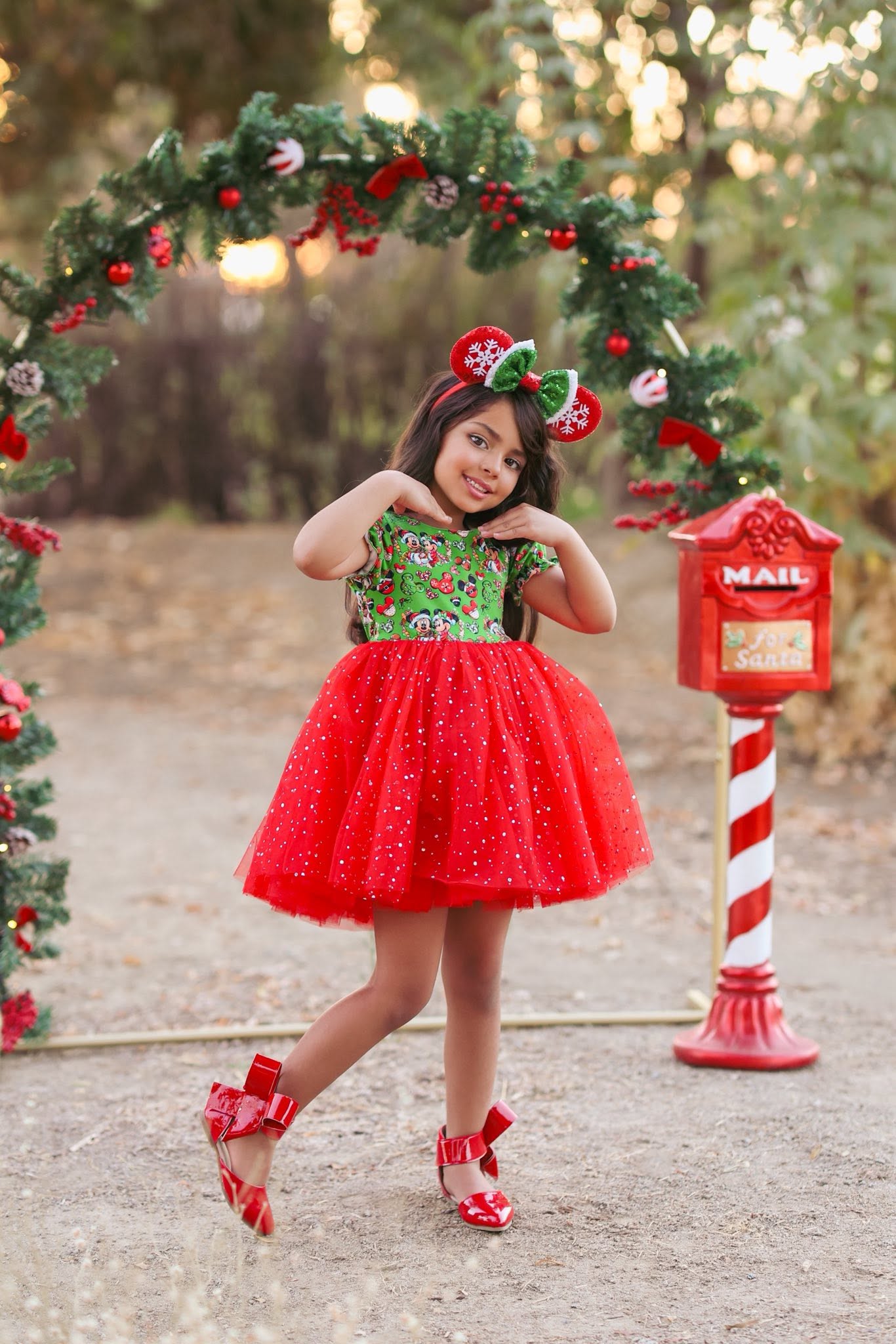 Aubrey Bow Shoes Patent red and black