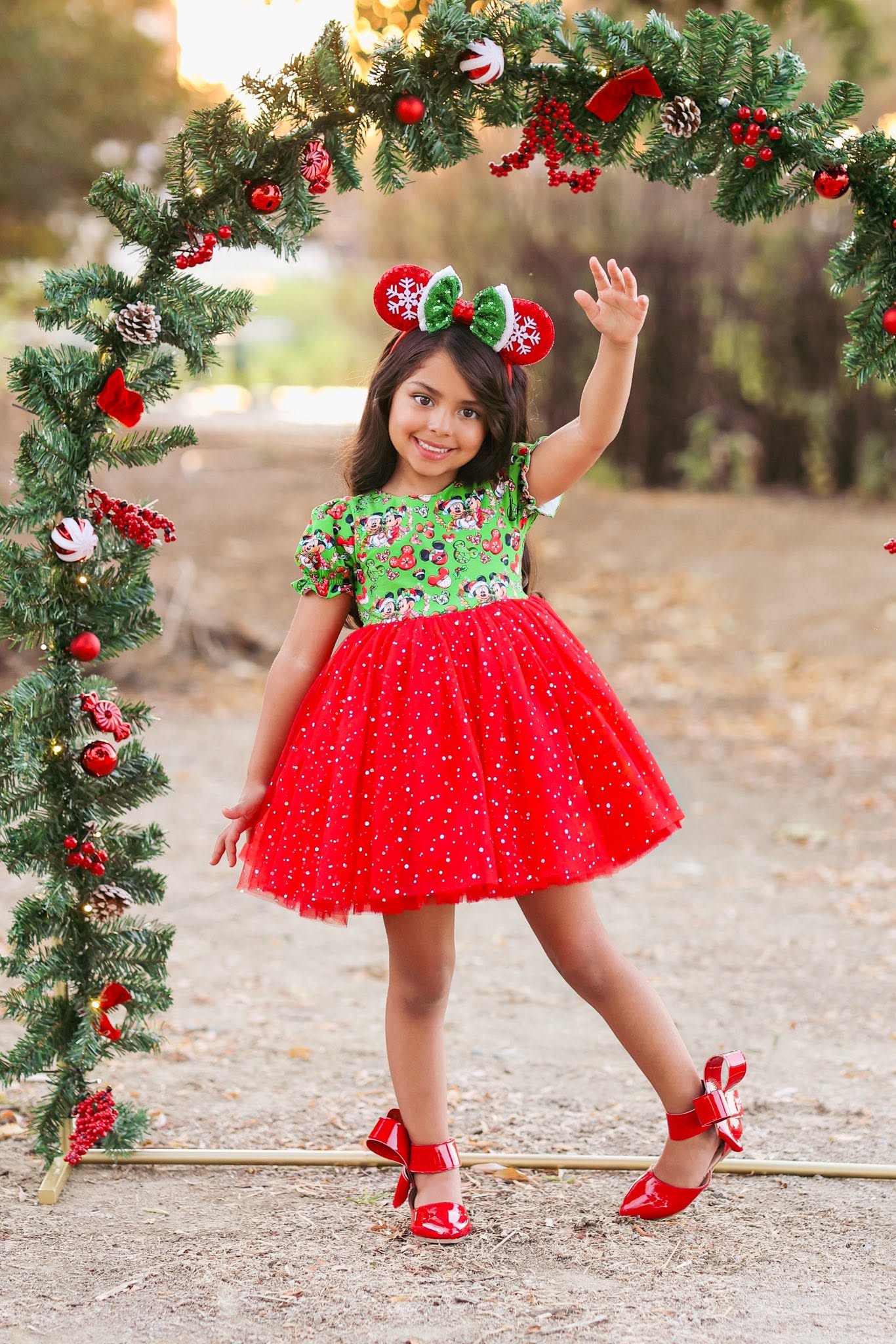 Aubrey Bow Shoes Patent red and black