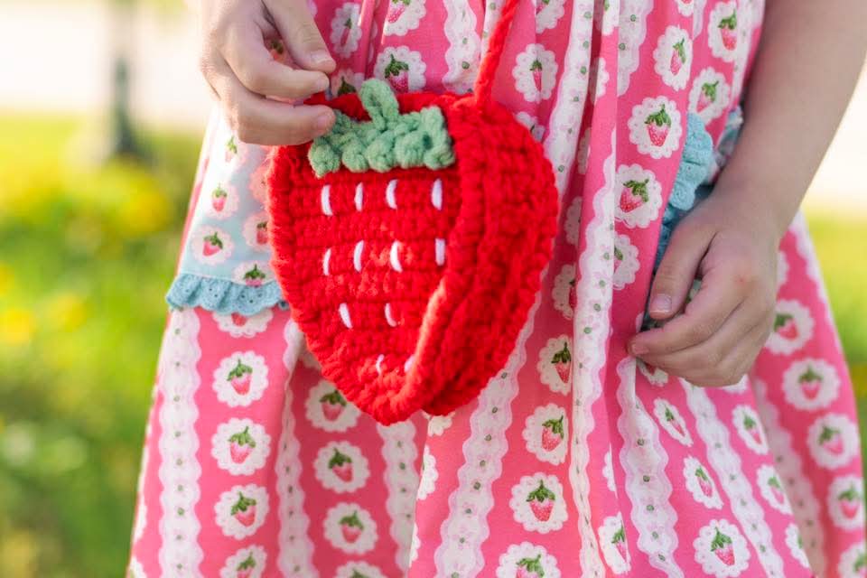 Strawberry crochet purse