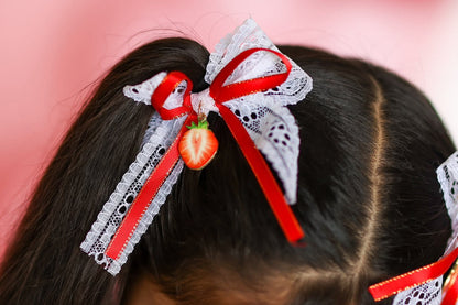 Strawberry Lace Bow Piggy Set