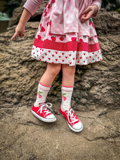 Spring strawberry - tulips - bows mesh socks