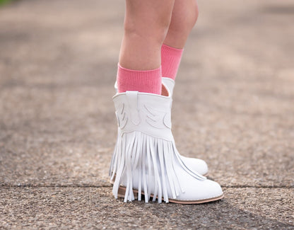 Jolene Fringe Leather Cowgirl Boots white - NEW STYLE