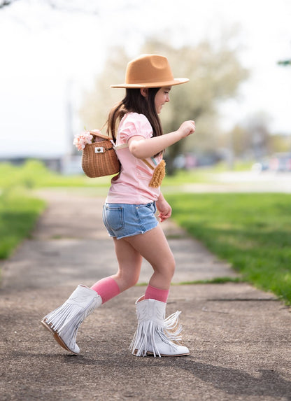 Jolene Fringe Leather Cowgirl Boots white - NEW STYLE