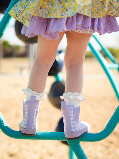 Double Pearl Ruffle knee high socks RTS