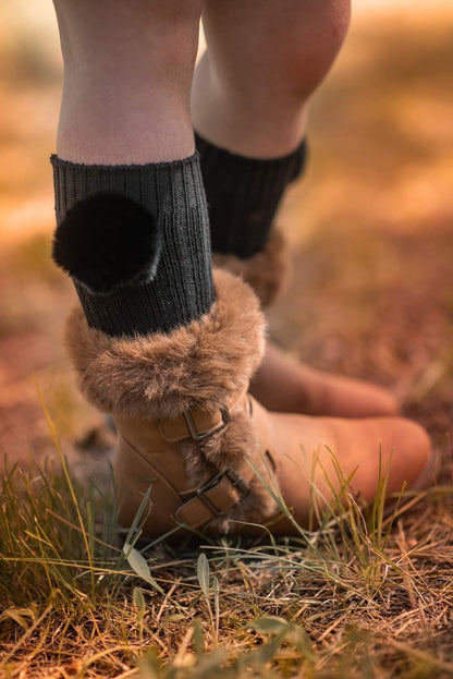 Sweet puff furry pom socks