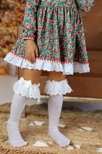 Eyelet ruffle Stockings