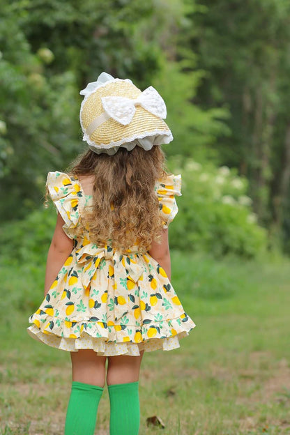 Lace straw bonnet