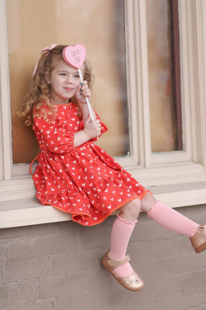 Pastel ruffle top heart socks