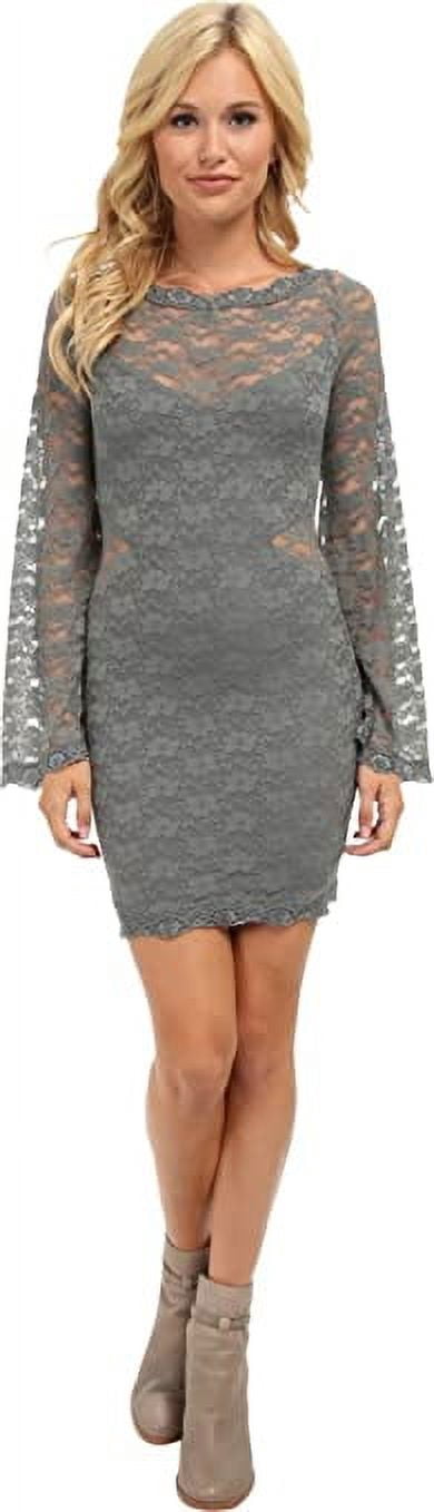 Free People Women's Lovely in Lace Bodycon Dress Slate Dress Large (12)