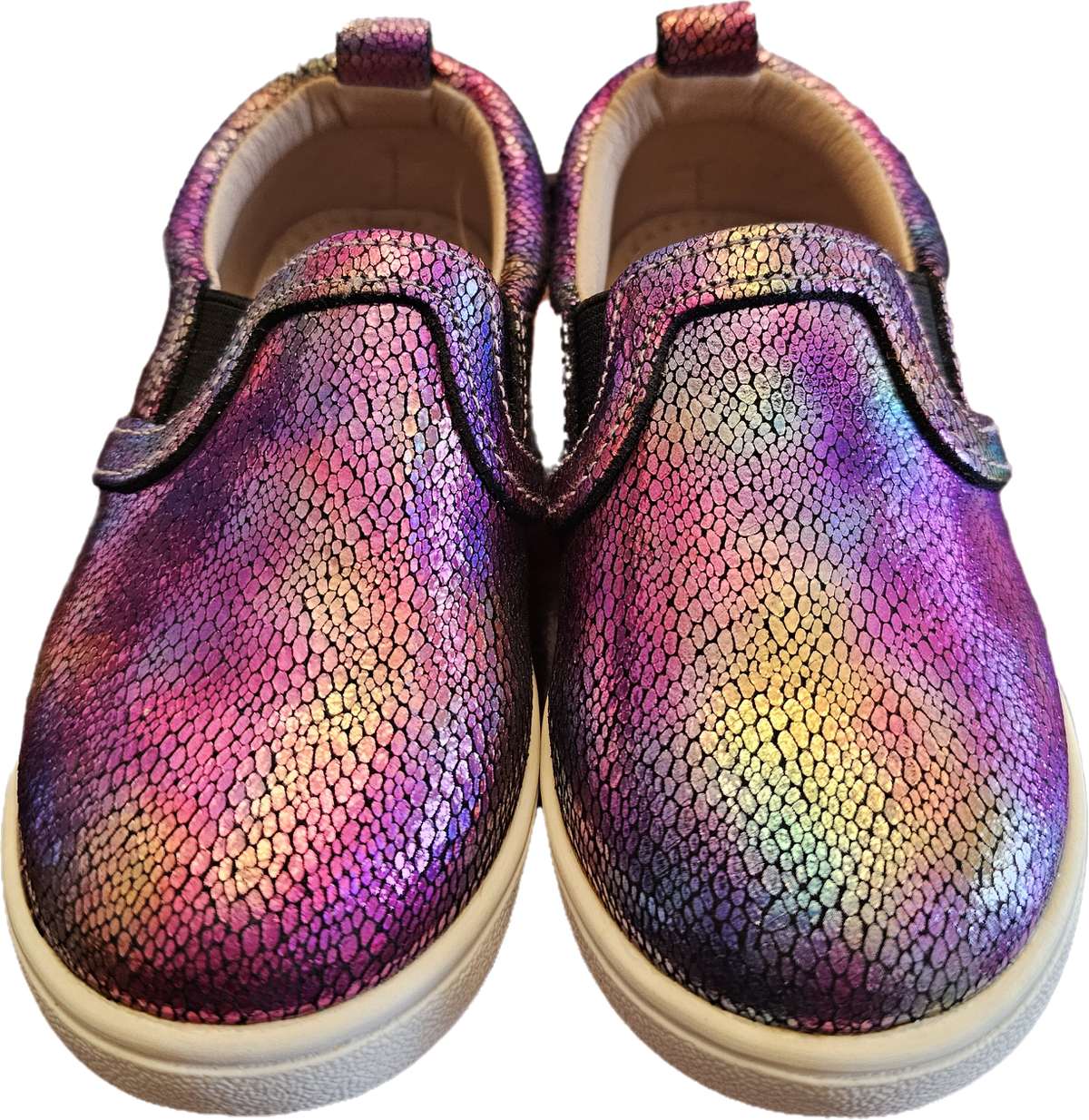 Girls Slip on Casual Shoes iridescent crackle unisex toddler 7