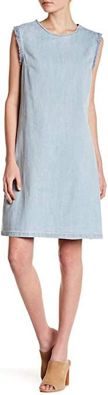 Hope & Harlow Denim Fringe Frayed Dress, Light Blue, 10