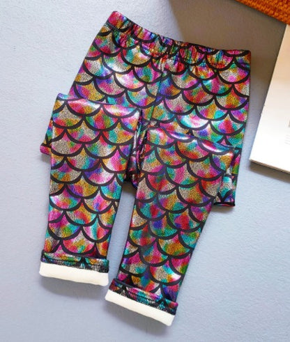 Metallic fleece lined leggings