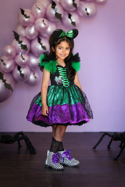 Black white striped Girls Halloween combat boots