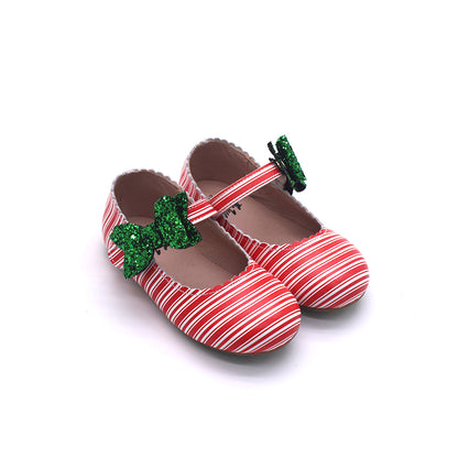 Candy Cane Cece shoes with interchangable bow
