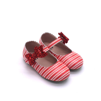 Candy Cane Cece shoes with interchangable bow