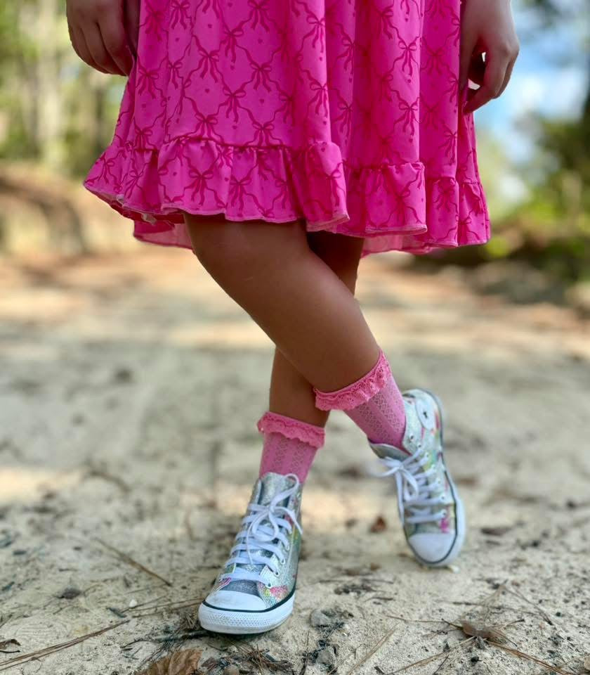 Pastel lace top socks