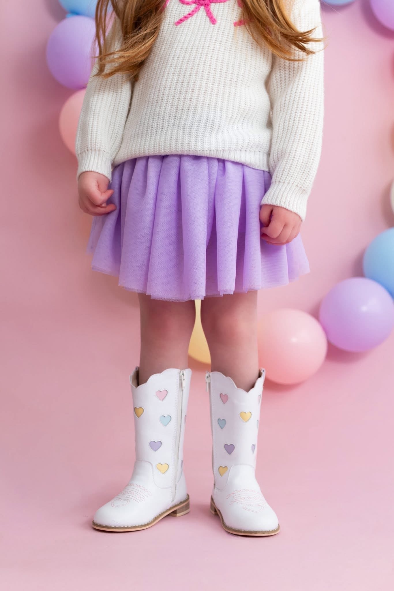 Confetti hearts embroidered cowboy boots