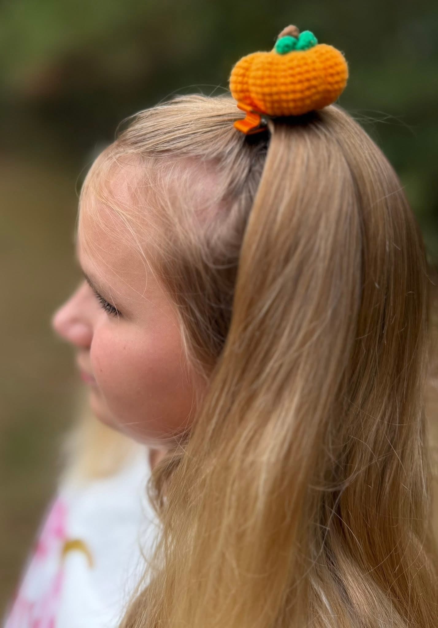 Candy corn and pumpkin crochet clips