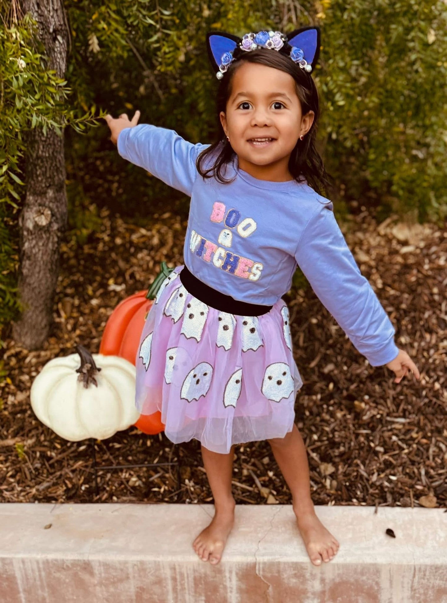Boo Witches Ghost Sweatshirt and tulle skirt set RTS