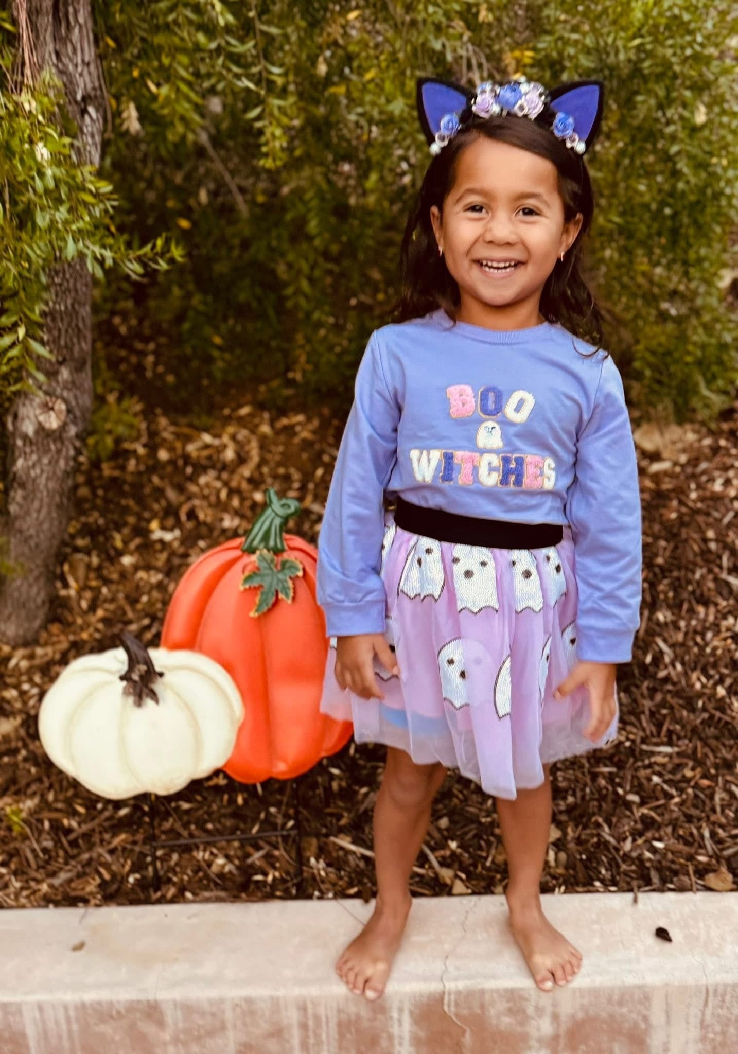 Boo Witches Ghost Sweatshirt and tulle skirt set RTS