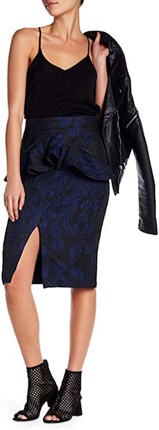Kendall & Kylie Peplum Jacquard Pencil Skirt Black Multi - Medium