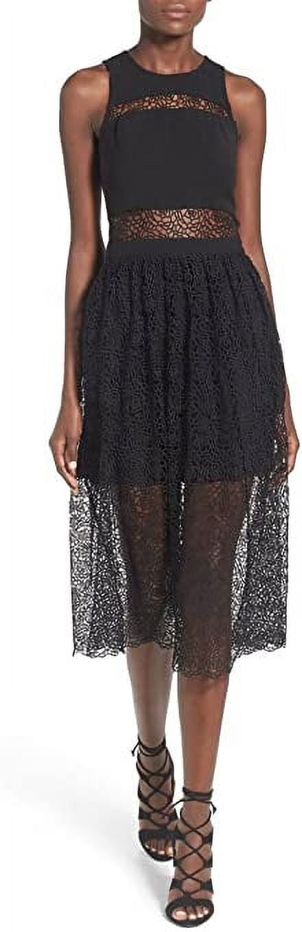 NBD Desire' Midi Lace Overlay Dress, Size Medium - Black