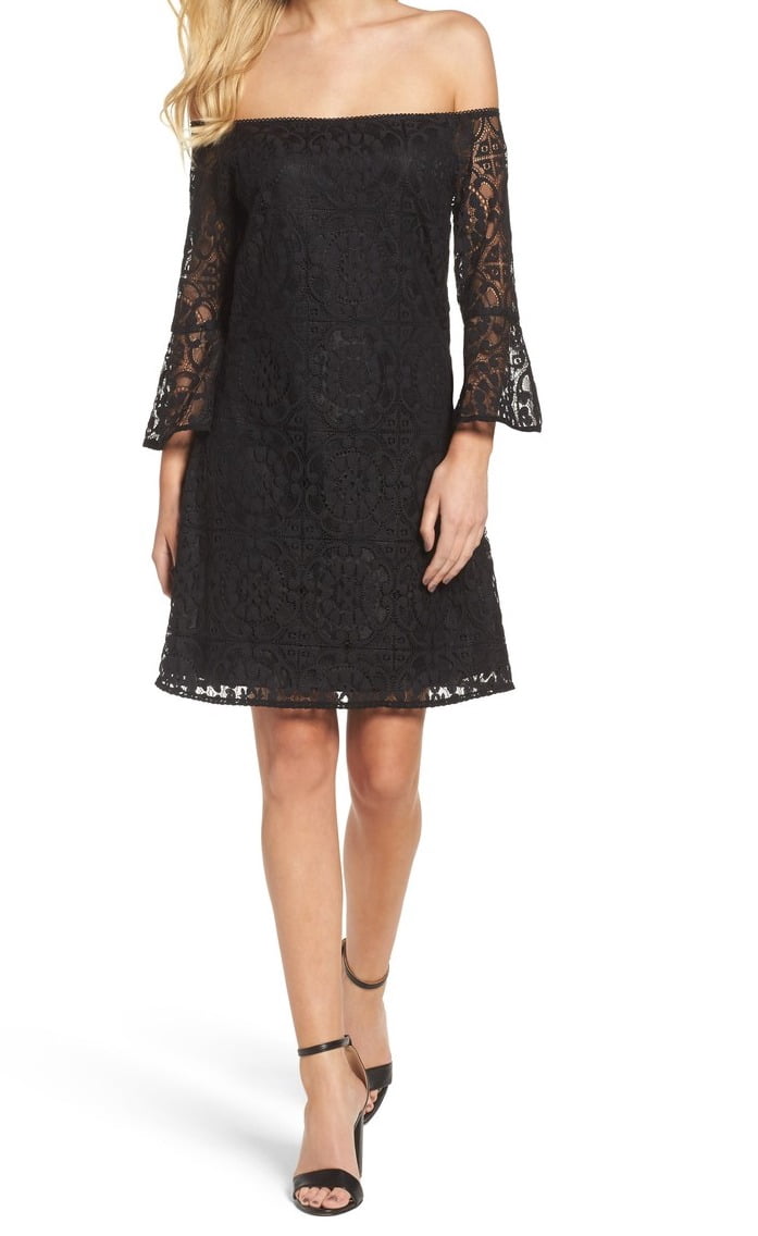 NSR NEW Black Women's Size Small S Lace Off Shoulder Sheath Dress