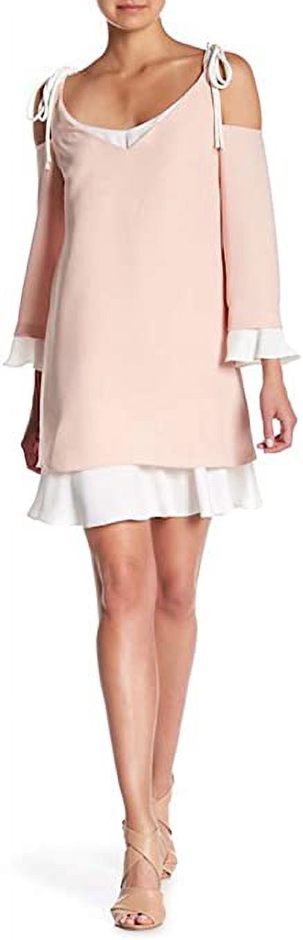 Nanette Nanette Lepore Layered Shoulder Tie Dress, Sheer Pink/Marshmallow, 10