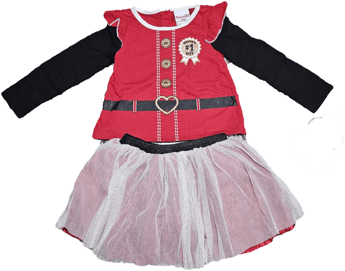 Nannette Girls Santa's #1 Elf 2 pc skirt set 24M